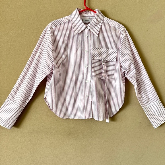 Parker Pin Striped Button Up Cotton Shirt Top size XS - Picture 6 of 12